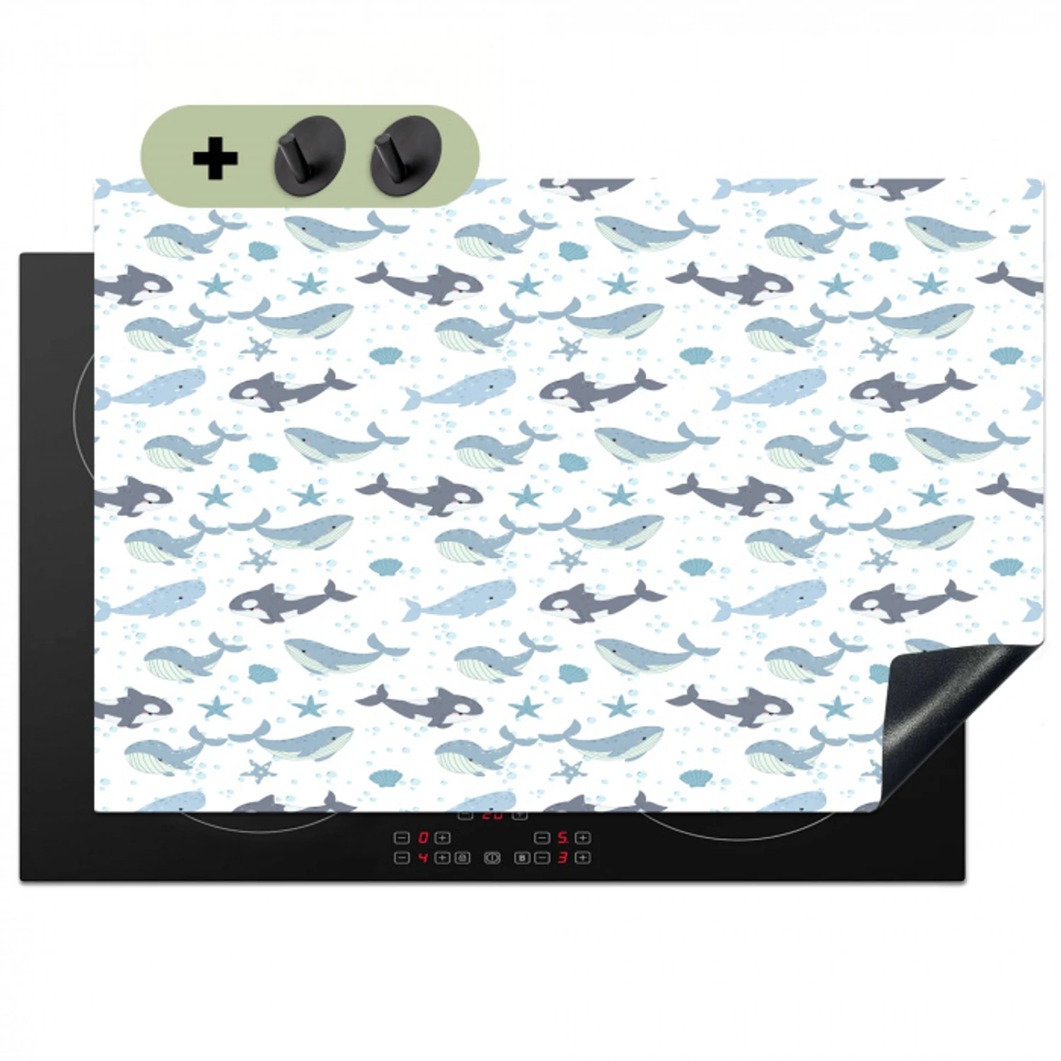 Oceaan - Walvis - Orka - Blauw Inductie beschemer met haakjes klein 777 -3d