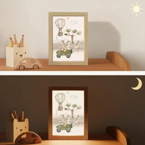 Wilde dieren - Safari - Watercolor - Luchtballon Light Box met kabel klein -sfeer3_kind