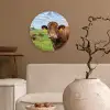 Koe - Weide - Bloemen Wandcirkel kunststof plaat 5mm dik klein -sfeer1