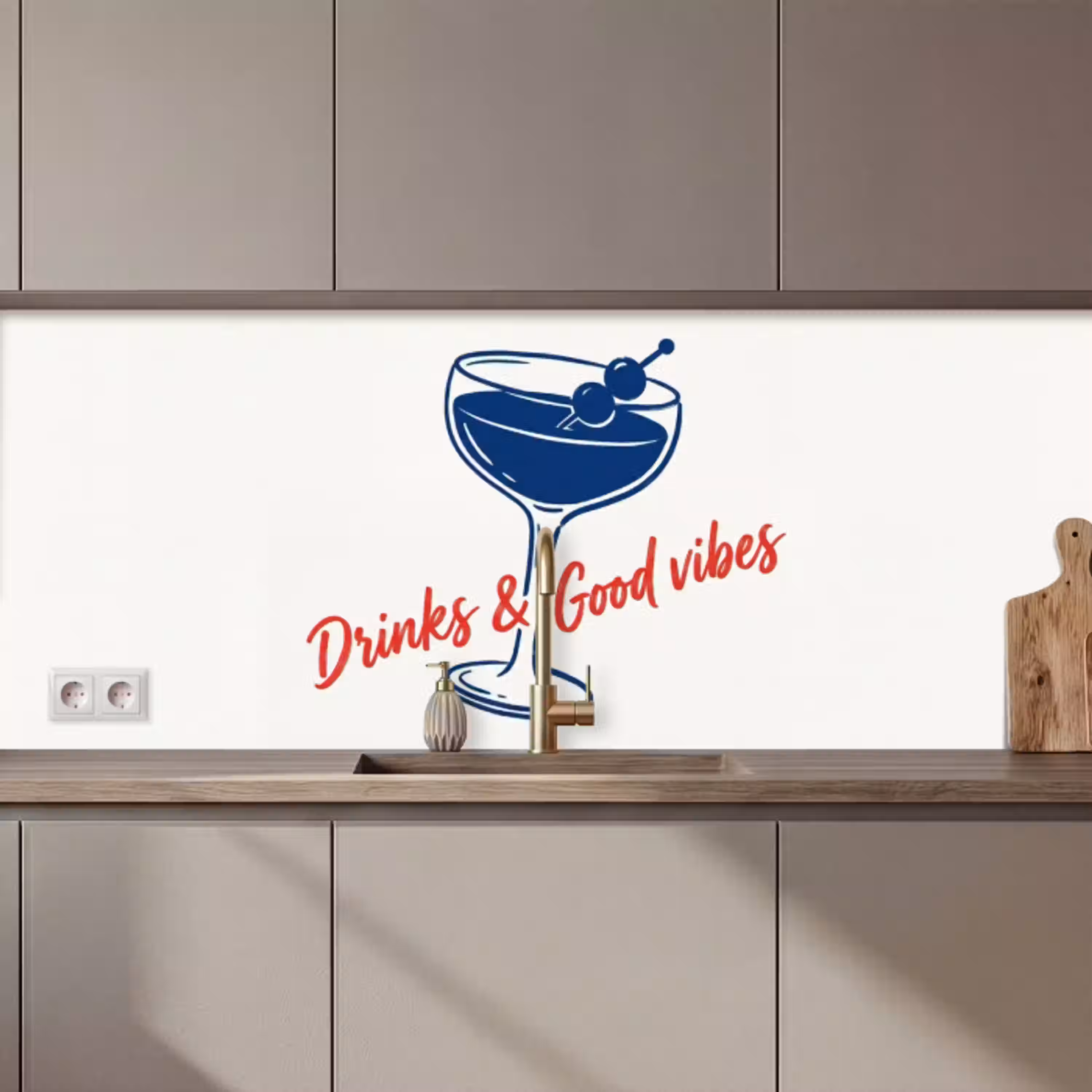 Cocktail - Glas - Illustratie - Blauw - Wit keuken achterwand 2 middel zz_3dshopping