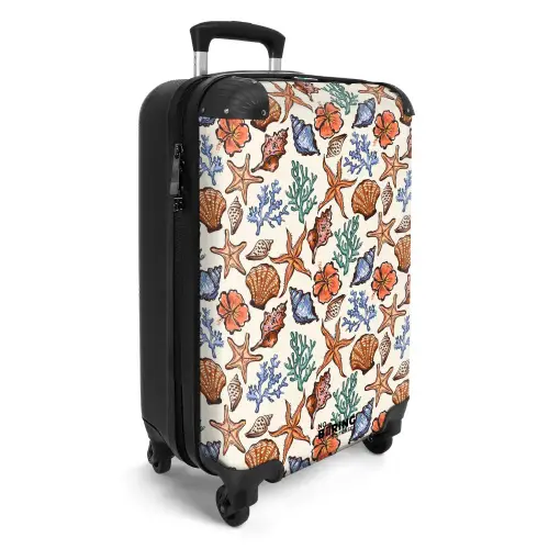 Koraal met zeesterren print NBS - Handbagage koffer - Volwassenen Unisex middel -productfoto_3d