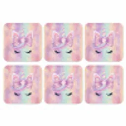 Eenhoorn - Glitters - Regenboog - Pastel onderzetter kurk middel -3d