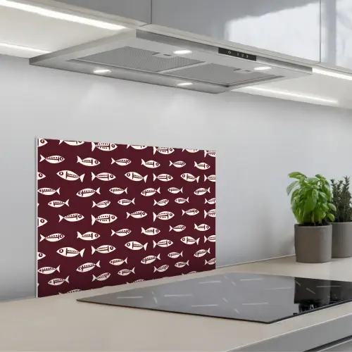 Vissen - Grafisch - Patroon - Donker keuken achterwand spatscherm klein 900 -3d_schuin