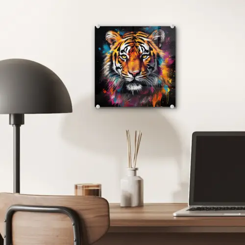 Tijger - Graffiti - Dieren - Zwart plexiglas 5mm klein -sfeer6