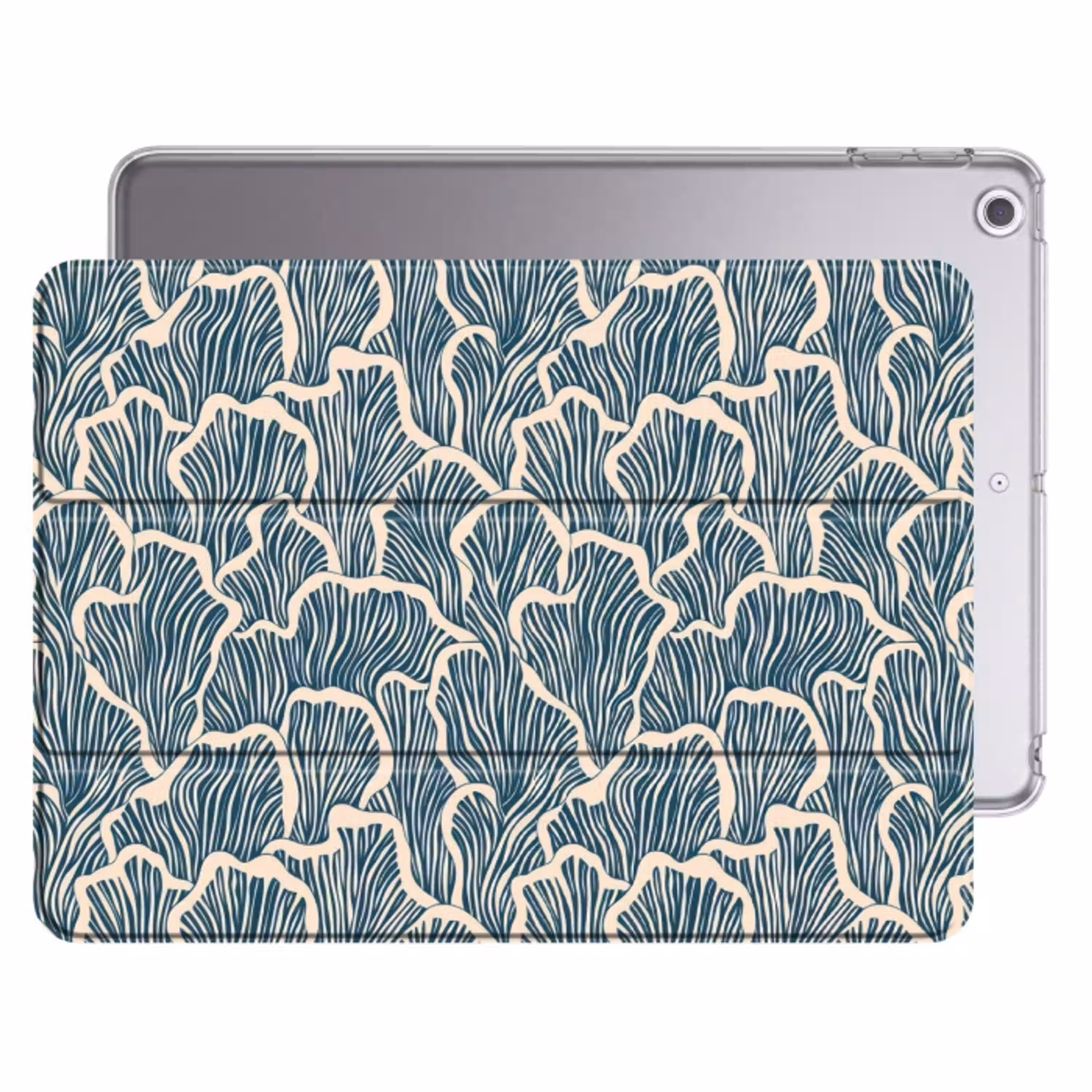 Organisch - Blauw - Crème - Schelpen Apple iPad 2017 middel 1172 -threedimensional_3d_global