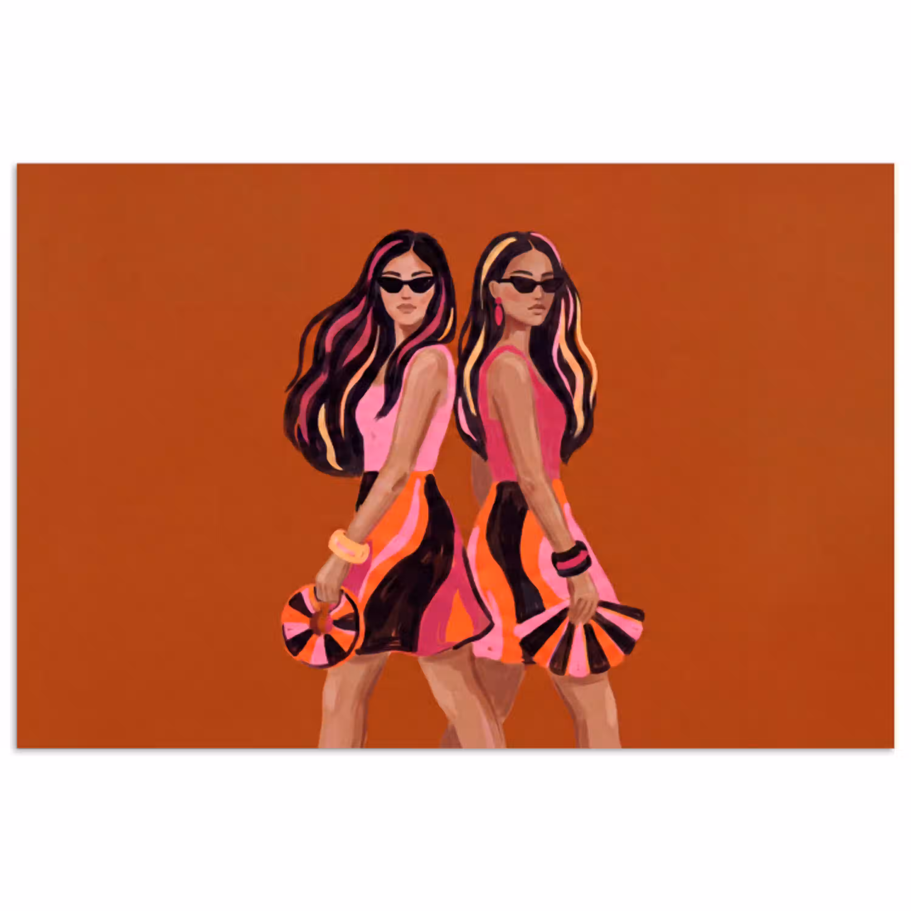 Mensen - Duo - Mode - Illustratie - Kleurrijk poster papier klein -3d