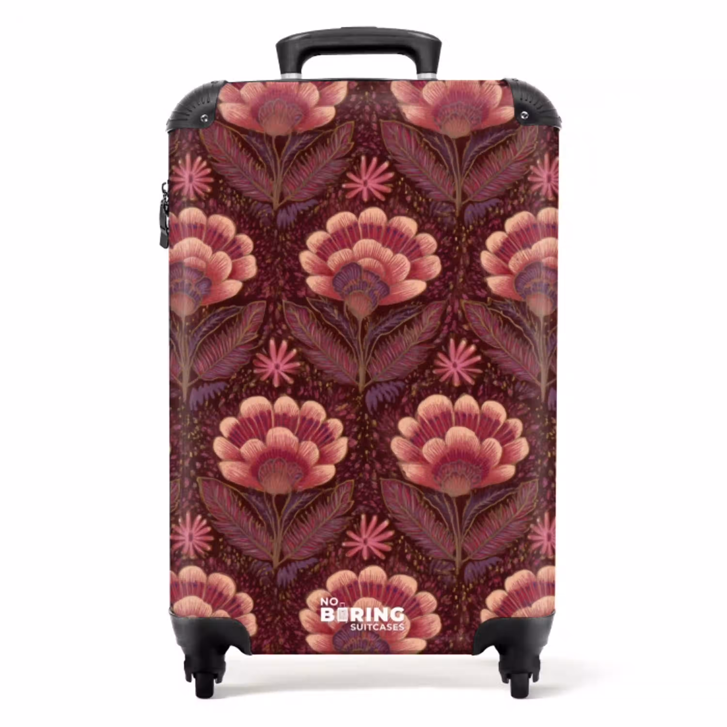 Bloemen - Waaier - Paars NBS - Handbagage koffer - Volwassenen Unisex middel -productfoto_recht