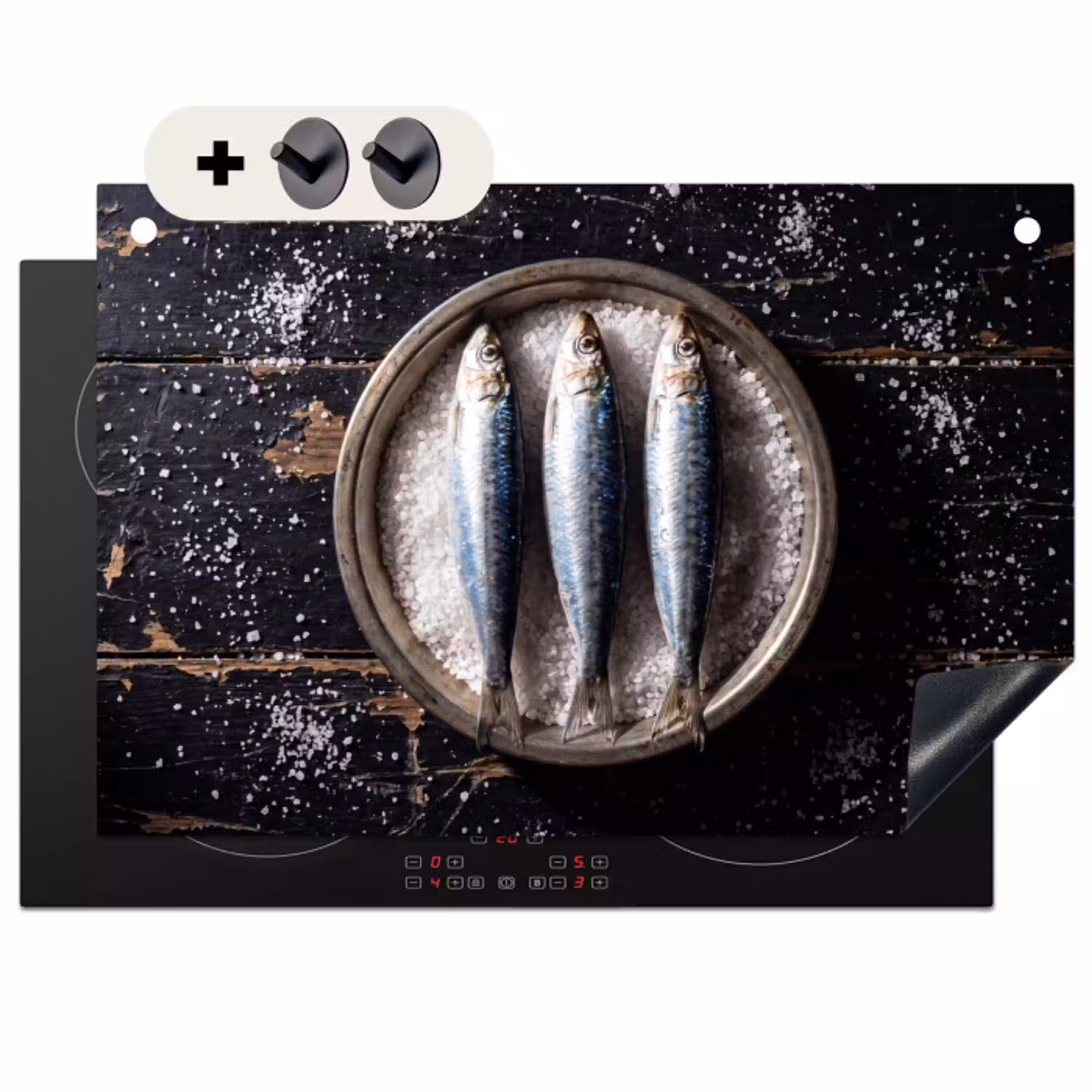 Vis - Zout - Eten Inductie beschemer met haakjes klein -3d