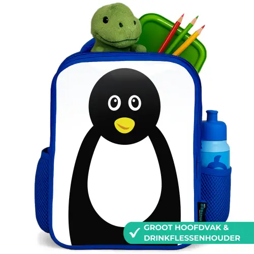 Dierenportret - Pinguïn - kinderen Kinderrugzak - Blauw middel -inhoud_NL