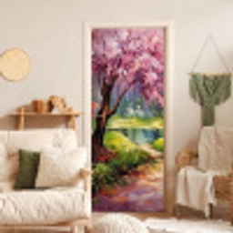Watercolor - Natuur - Bomen - Kunst - Bloemen deurposter klein -sfeer2