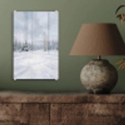 Bospad - Dennen - Sneeuw - Winter - Rustgevend plexiglas 5mm klein -sfeer3