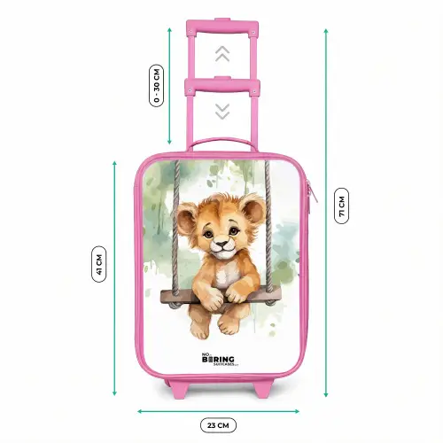 Leeuwenwelpje met schommel illustratie Kinderkoffer - Roze klein -productfoto_formaten