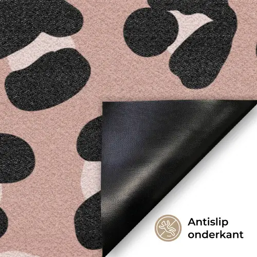 Luipaard - Vlekken - Beige - Roze Deurmat klein 898 -antislip_NL