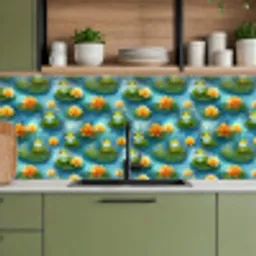 Kikker - Lelies - Groen keuken achterwand 2 middel 871 -sfeer3