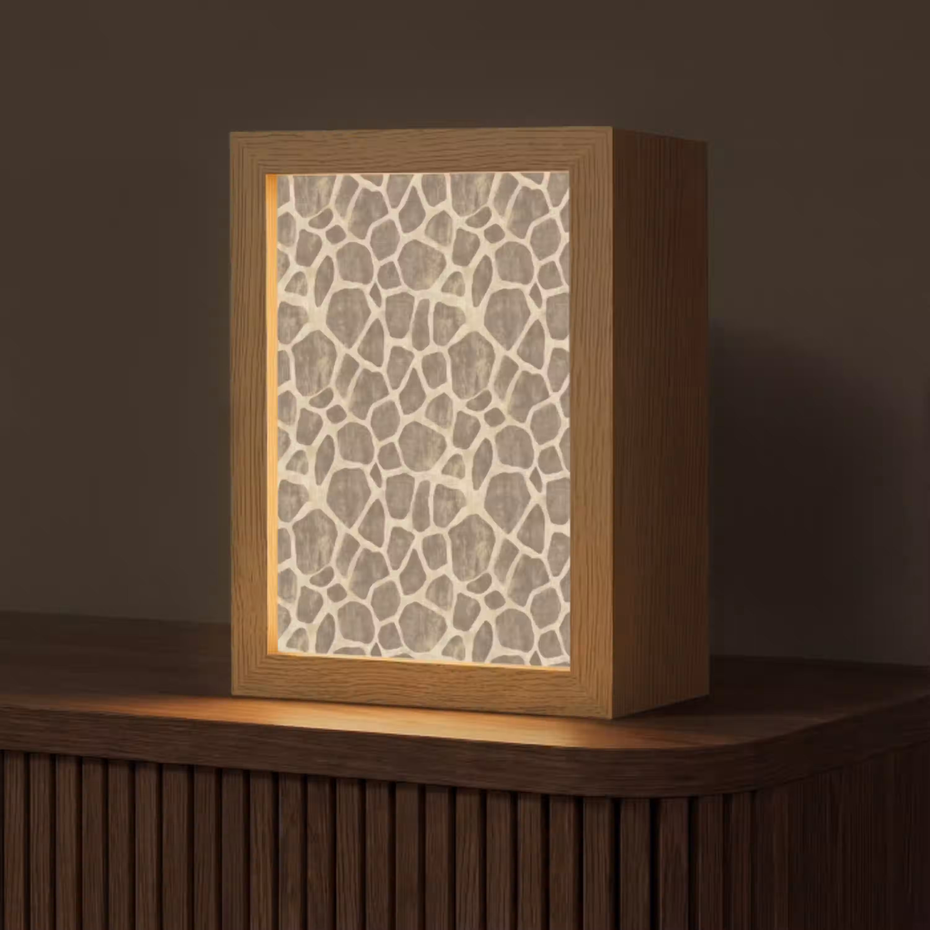 Giraf - Patroon - Beige - Bruin Light Box met kabel (Tafellamp) klein 925 -z3d_website