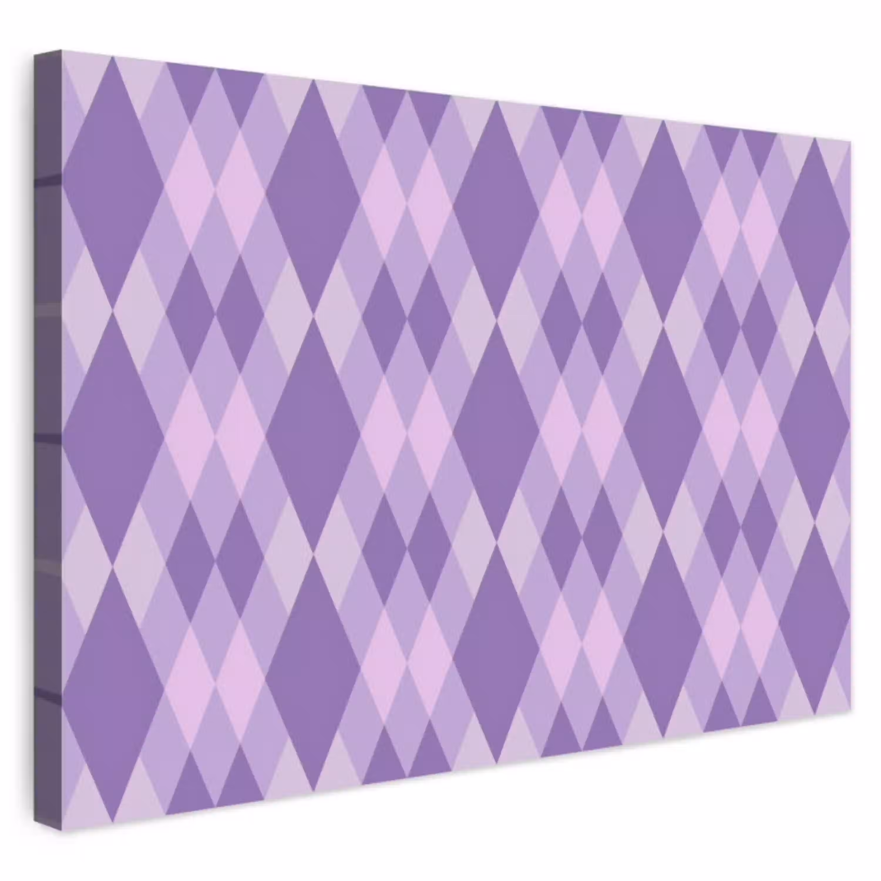Paars - Geometrisch - Ruiten - Argyle - Patroon Tuinposter op houten frame 2 cm dik klein 845 -3d