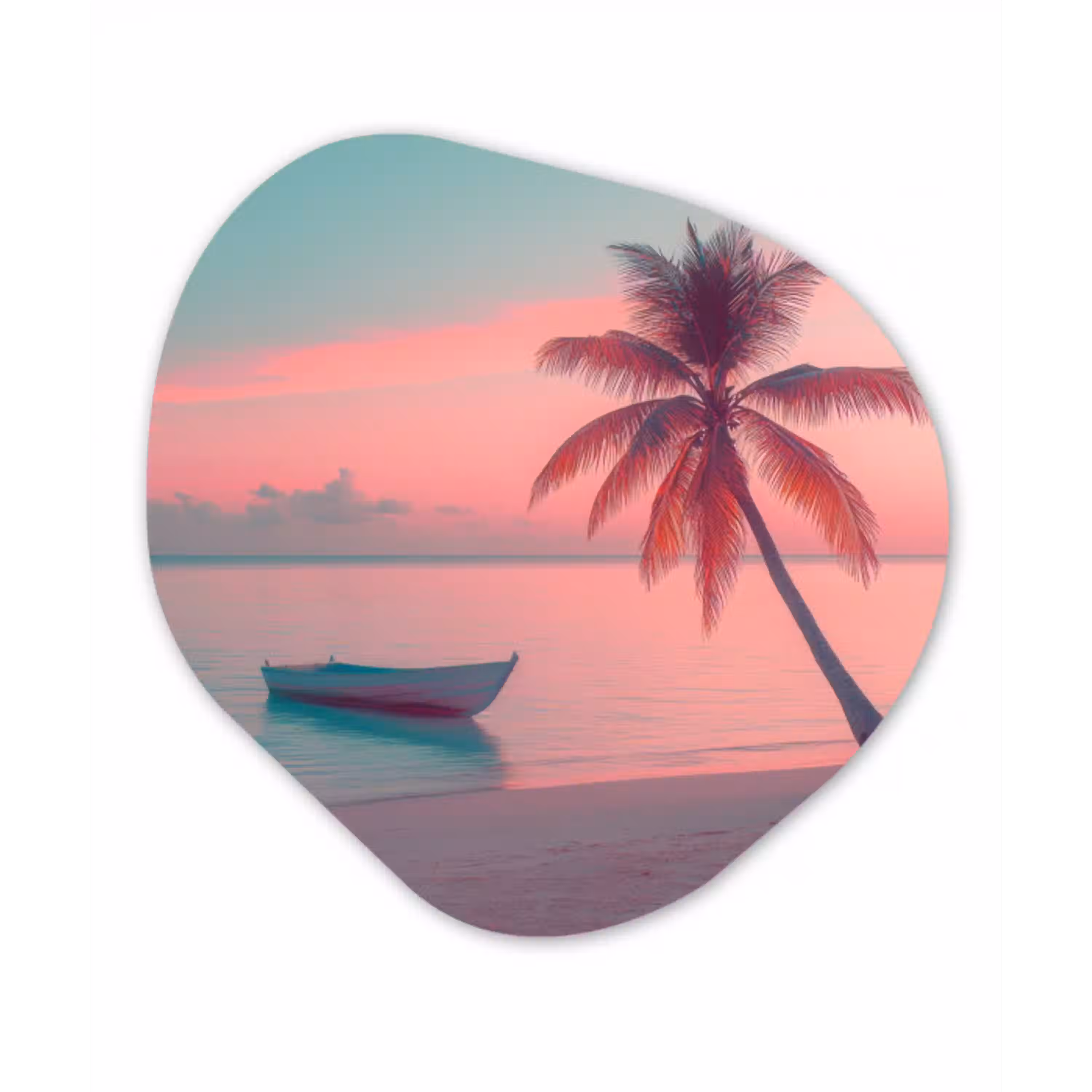 Zee - Boot - Zonsondergang Wandcirkel Organisch Plexiglas middel -3d