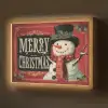 Klassiek - Kerstgroet - Sneeuwpop - Rood Light Box met batterij (Wandlamp) middel -z3d_website