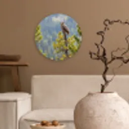 Uil - Oehoe - Bomen - Natuur Wandcirkel kunststof plaat 5mm dik klein -sfeer1
