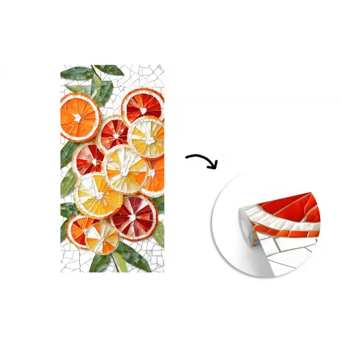 Schijfjes - Fruit - Oranje - Mozaïek fotobehang vinyl groot -3d
