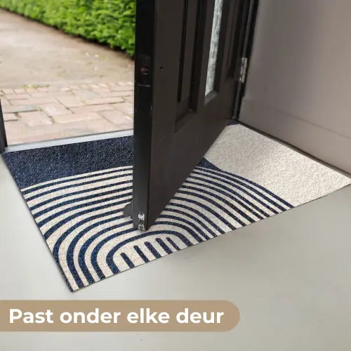 Donkerblauw - Abstract - Lijnen Deurmat klein -USP_NL