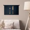 Bestek - Donkerblauw - Goud Wandkleed katoen klein -sfeer4