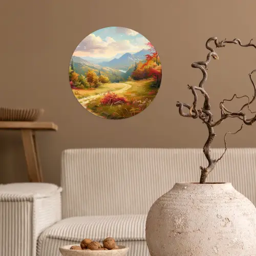 Landschap - Illustratie - Natuur Wandcirkel behangsticker klein -sfeer1