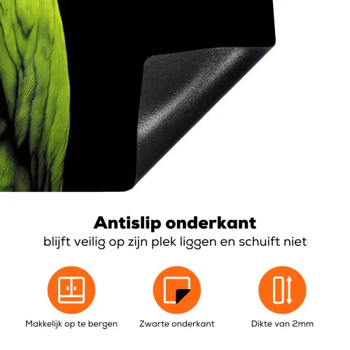 Papegaai - Veren - Opvallend - Groen Inductie beschermer vinyl 3mm klein -zzzzzzz-td-onderkant