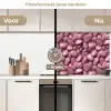 Roze - Glanzende - Stenen keuken achterwand 2 middel 871 -voor-na2_NL
