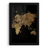 Wereldkaart - Goud - Luxe - Aarde - Zwart fotolijst zwart zonder passe partout klein -3d