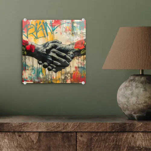 Graffiti - Rozen - Handen - Street art - Banksy plexiglas 5mm klein -sfeer3