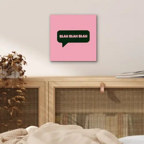 Roze - Tekstwolk - Groen - BLAH BLAH BLAH aluminium wit klein -sfeer3