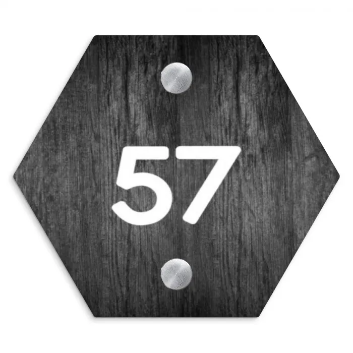 Donker hout - Traditioneel Naambord Hexagon klein -3d