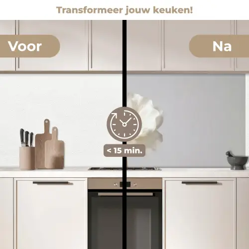 Bloem - Minimalistisch -Wit keuken achterwand 2 middel -voor-na2_NL