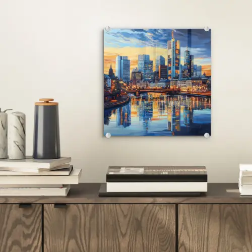 Zonsondergang Frankfurt - Stad - Skyline - Water plexiglas 5mm klein -sfeer1