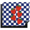 Geblokt - Blauw - Aardbeien Inductie beschermer vinyl 3mm middel -3d