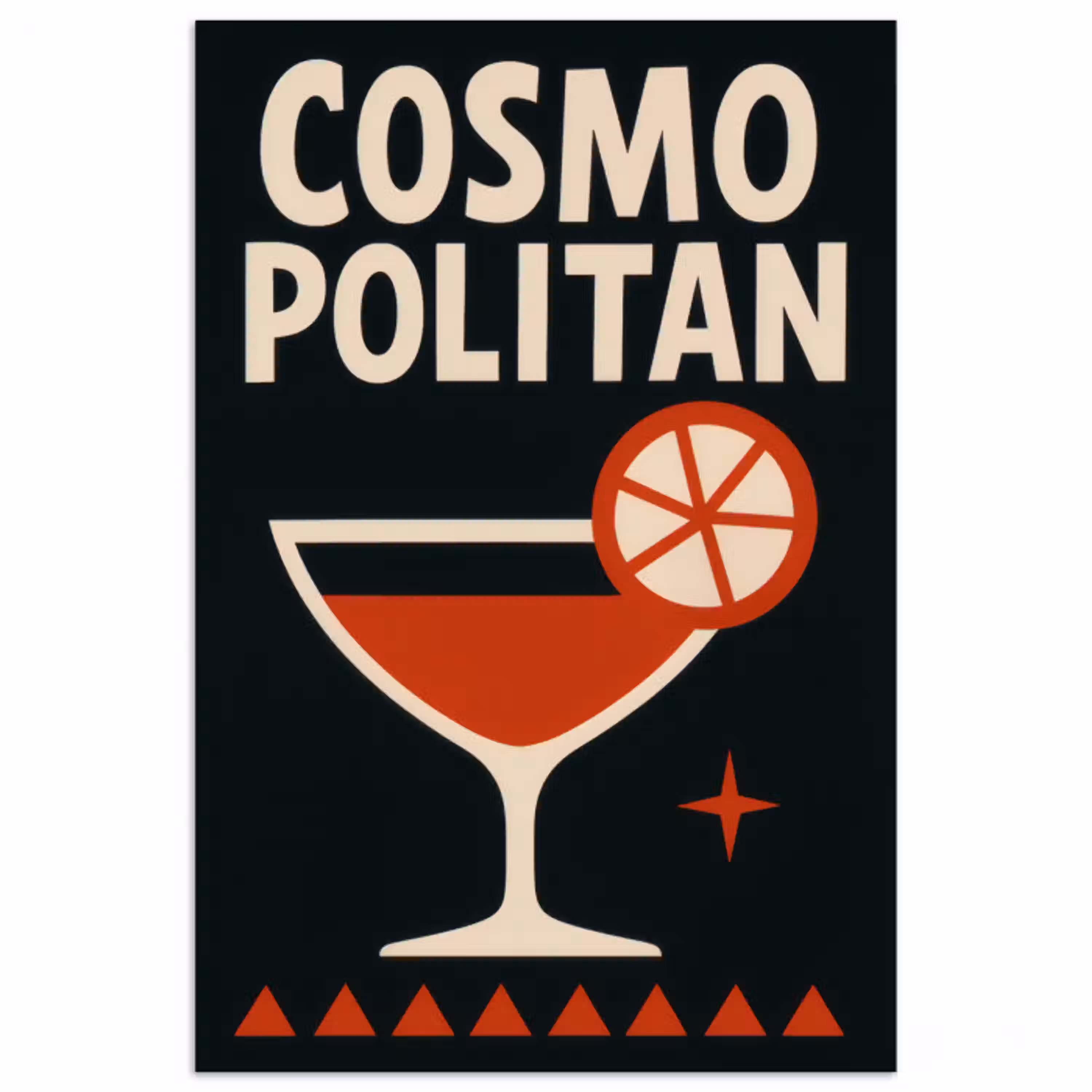 Cocktail - Zwart - Illustratie poster papier klein -3d