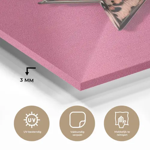 Ster - Luipaard - Print - Roze plexiglas 5mm klein -sfeer2
