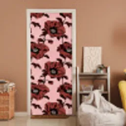 Bloemen - Retro - Rood deurposter klein 289 -sfeer1