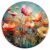 Bloemen - Watercolor - Kunst - Botanisch - Natuur Wandcirkel kunststof plaat 5mm dik klein -3d
