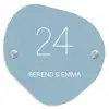 Effen - Lichtblauw - Klassiek Naambord Organisch middel -3d