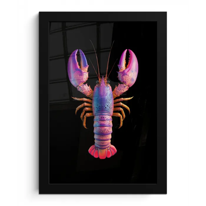 Kreeft - Paars - Roze - Zwart - Stippen - Lila fotolijst zwart zonder passe partout klein -3d