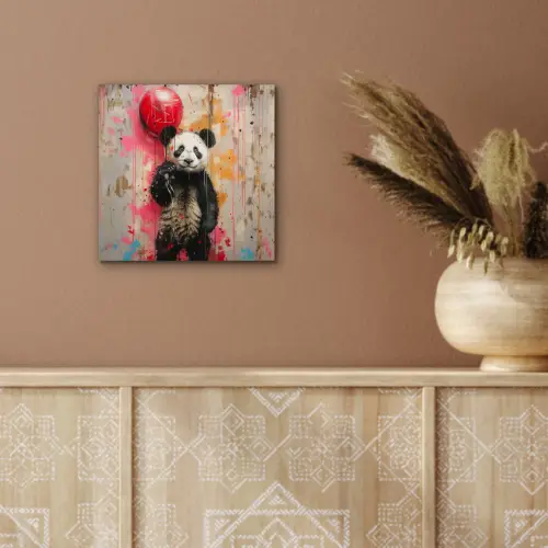 Graffiti - Panda - Ballon - Street art - Banksy aluminium wit klein -sfeer4