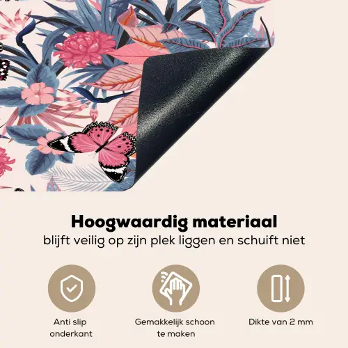 Tropisch - Zomer - Vlinder - Perzik Inductie beschemer met haakjes klein 777 -ky-onderkant-nl