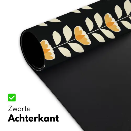 Retro - Bloem - Zwart - Okergeel Muismat XXL klein 681 -sfeer2