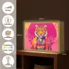 Tijger - Kimono - Planten - Roze Light Box met batterij (Wandlamp) middel -USP_websiteoverzichtNL