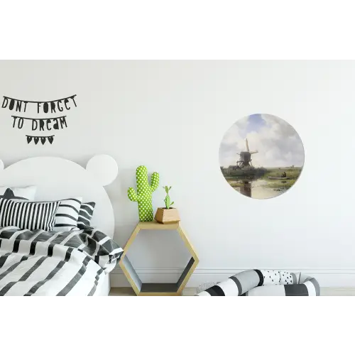 Molen - Willem Roelofs - Oude meesters - Kunst Wandcirkel aluminium klein -kinderkamer