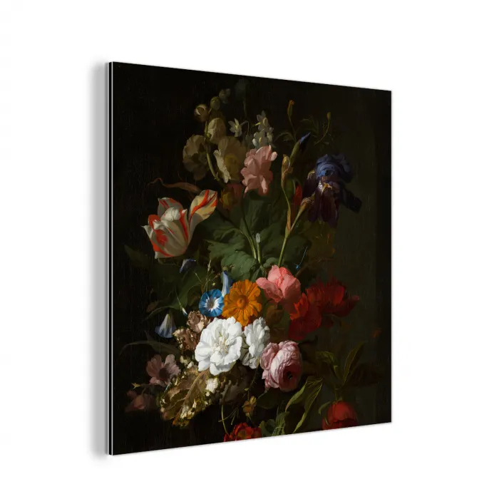 Vaas met bloemen - Schilderij van Rachel Ruysch aluminium wit klein -3d