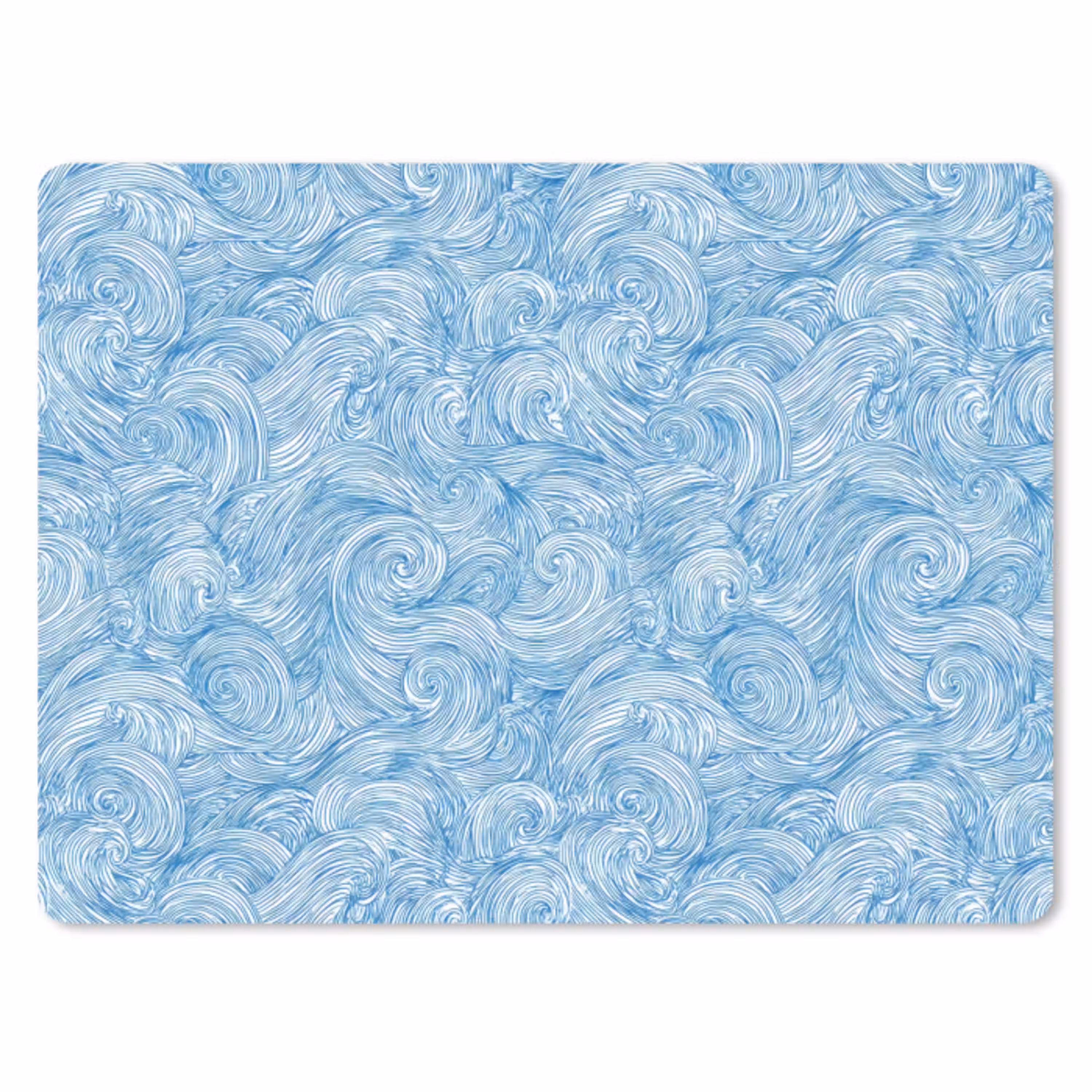 Blauw - Wit - Spiraal - Golven - Lijnen muismat rubber klein 262 -3d