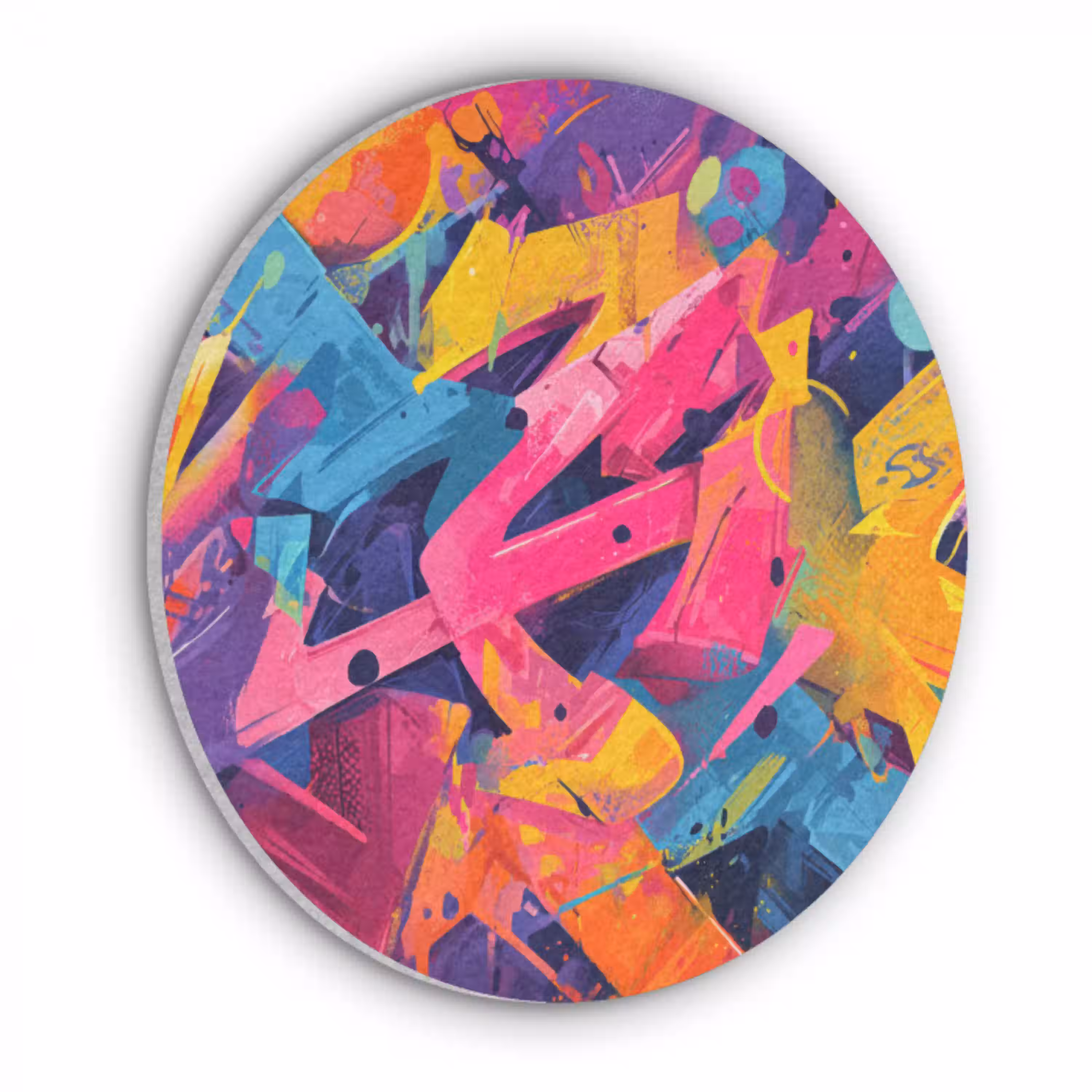 Abstract - Vormen - Kleurrijk Akoestische PET Vilt - Rond klein -3d